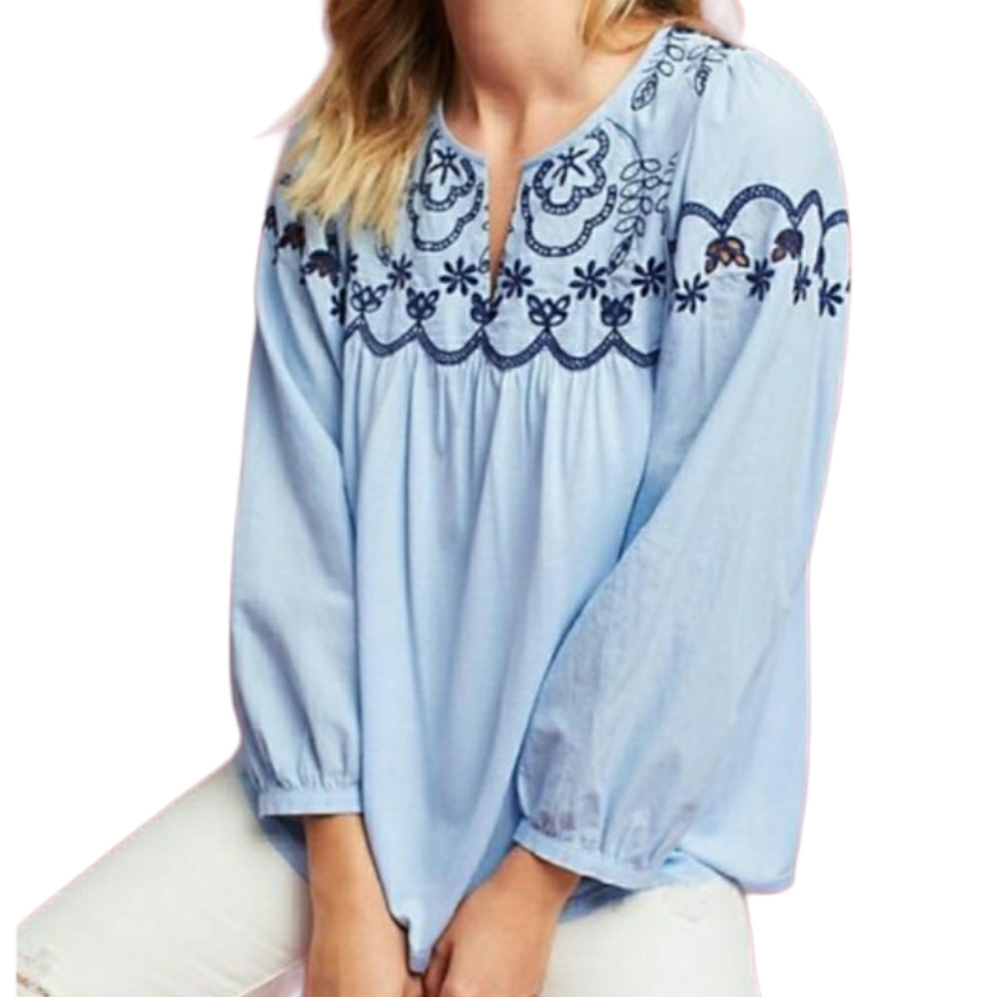 Anthropologie One September Blue Blouse